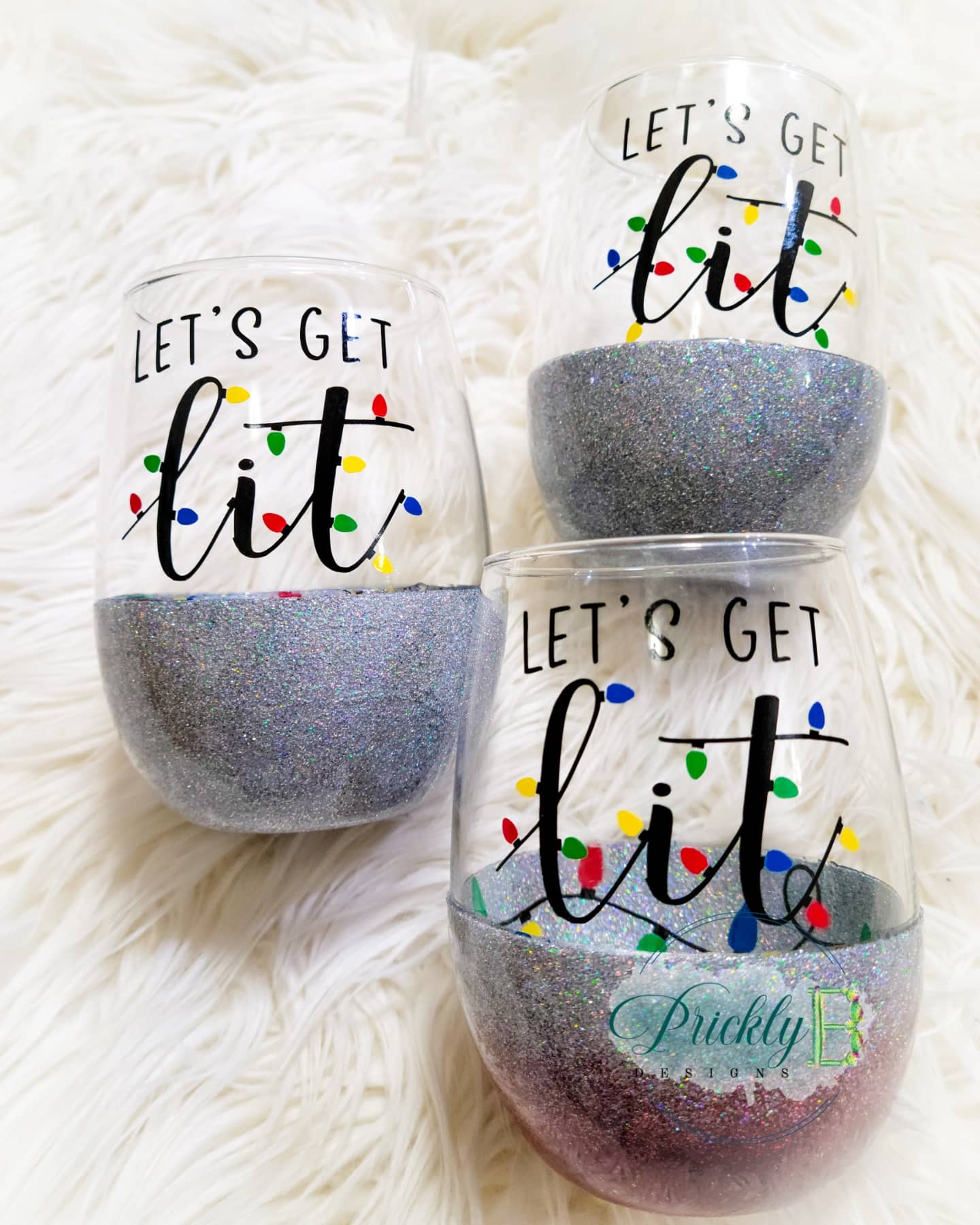 LET'S GET LIT - STEMLESS GLITTER WINE GLASS