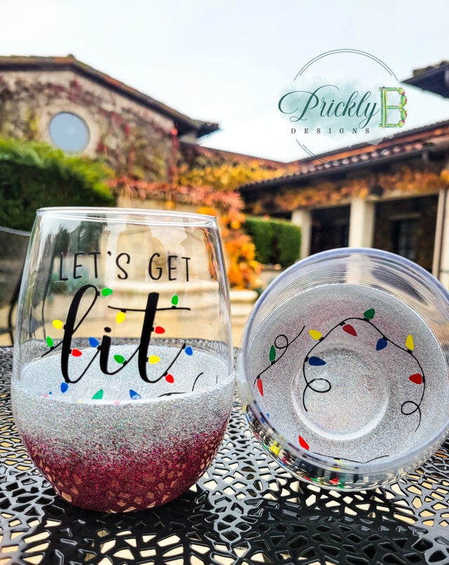 Glitter Wine Glass - Lets Get Lit